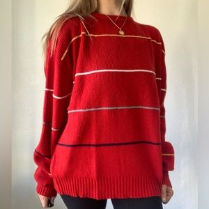Vintage red retro striped sweater ❤️